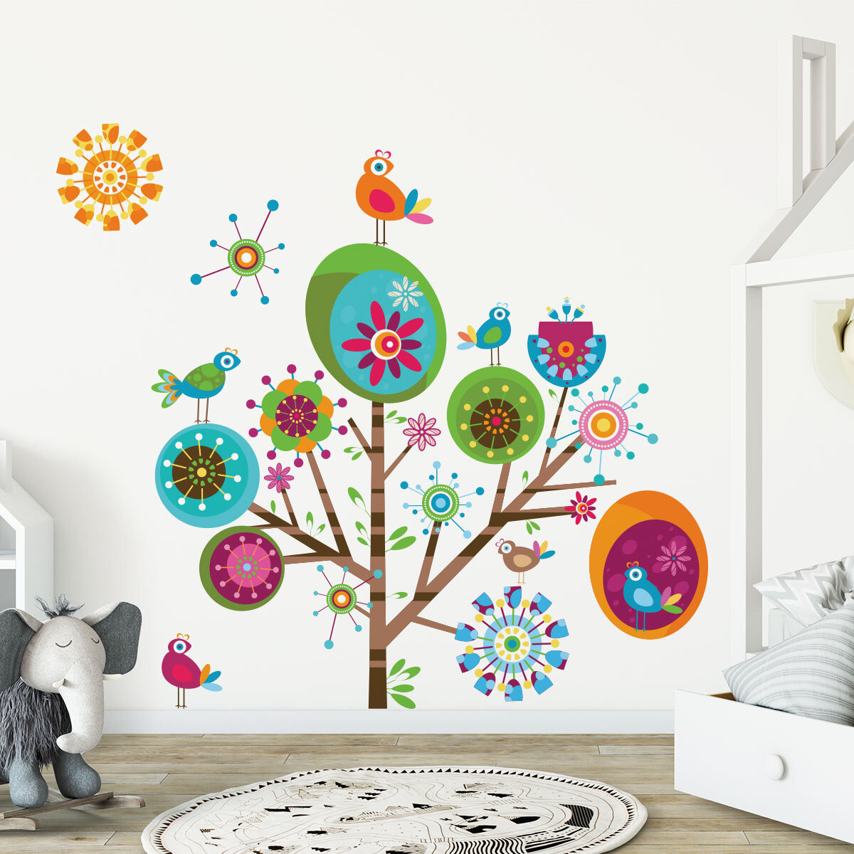 Stickers muraux | Sticker Mural Autocollant - ENFANT ARBRE MULTICOLOR - adhésifs fond transparent