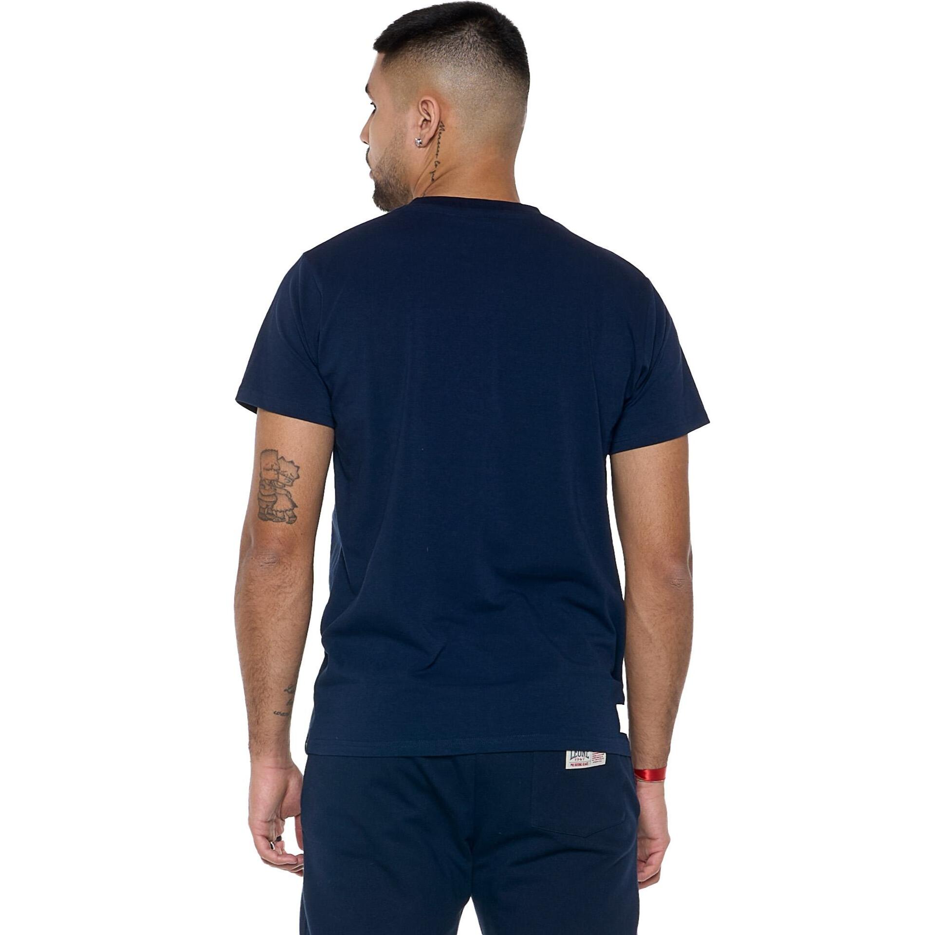 Camiseta básica de algodón elástico de manga corta con logo Leone 1947