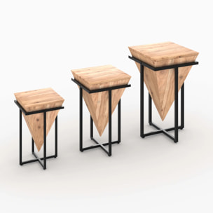 Petite sellette en bois d'acacia et métal - Shanghai