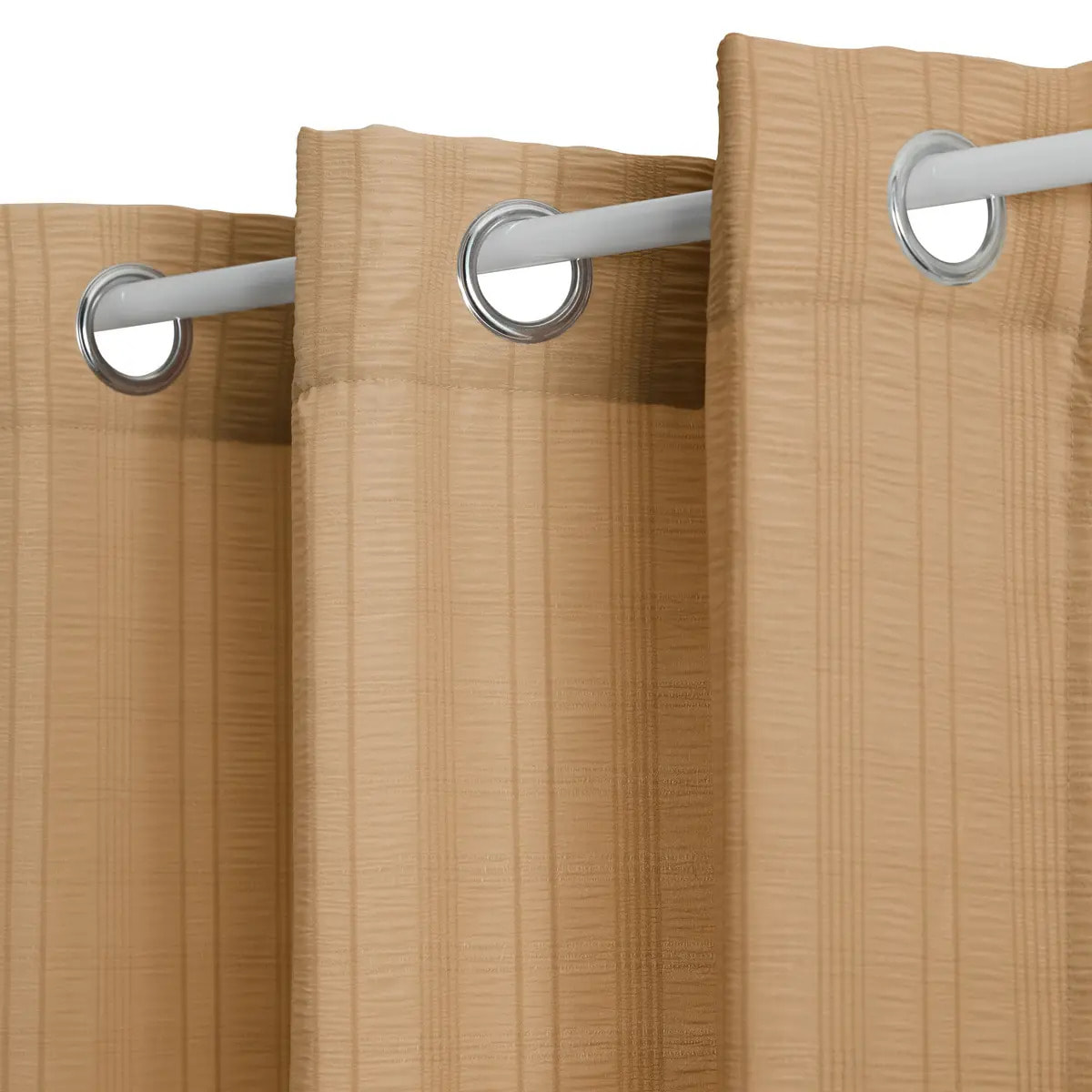 Voilage Noa motif rayures plissées140x240cm beige