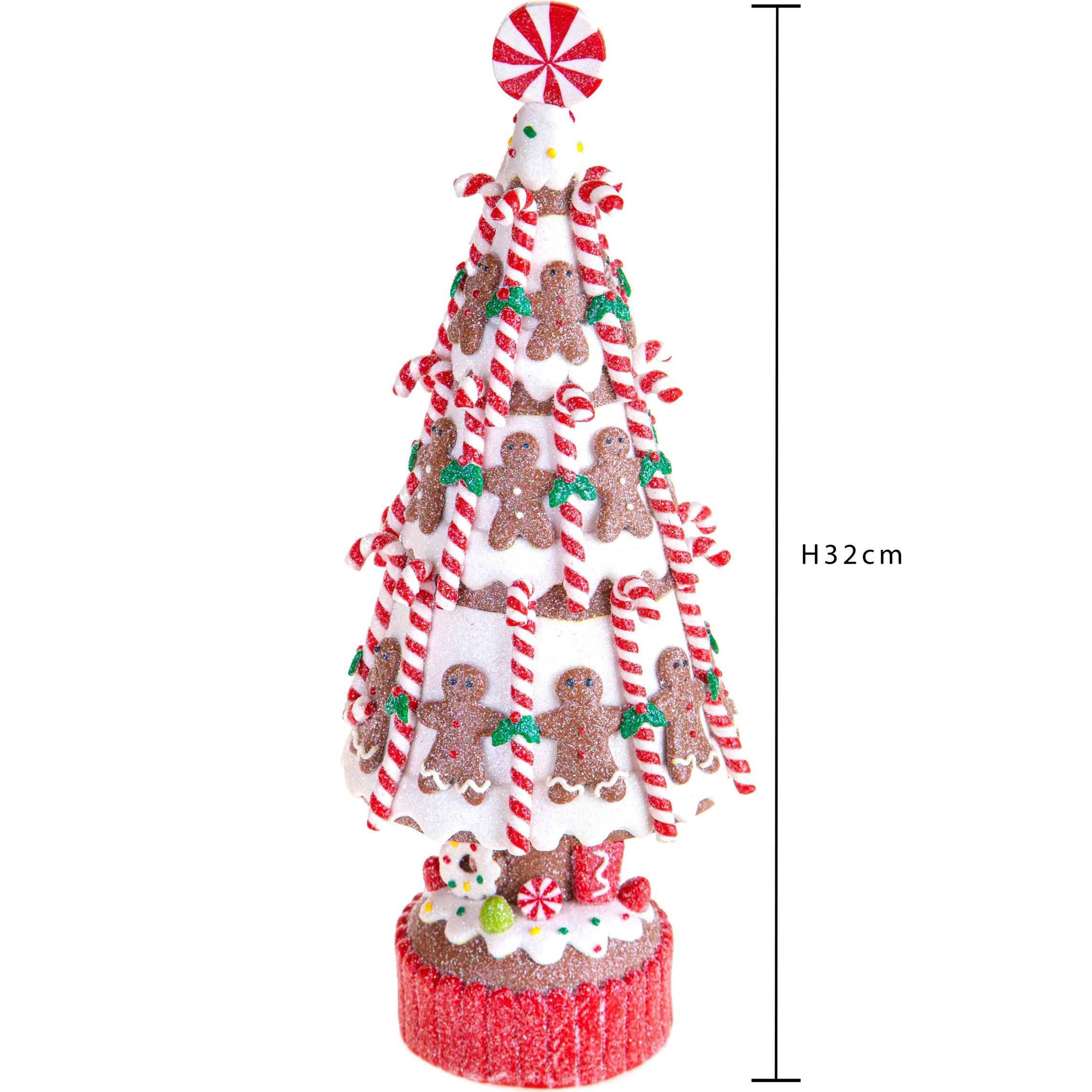 Albero Ginger Bread. Altezza 32 Cm - Pezzi 1 - 12,5X32X12,5cm - Colore: Rosso - Bianchi Dino - Articoli Natalizi