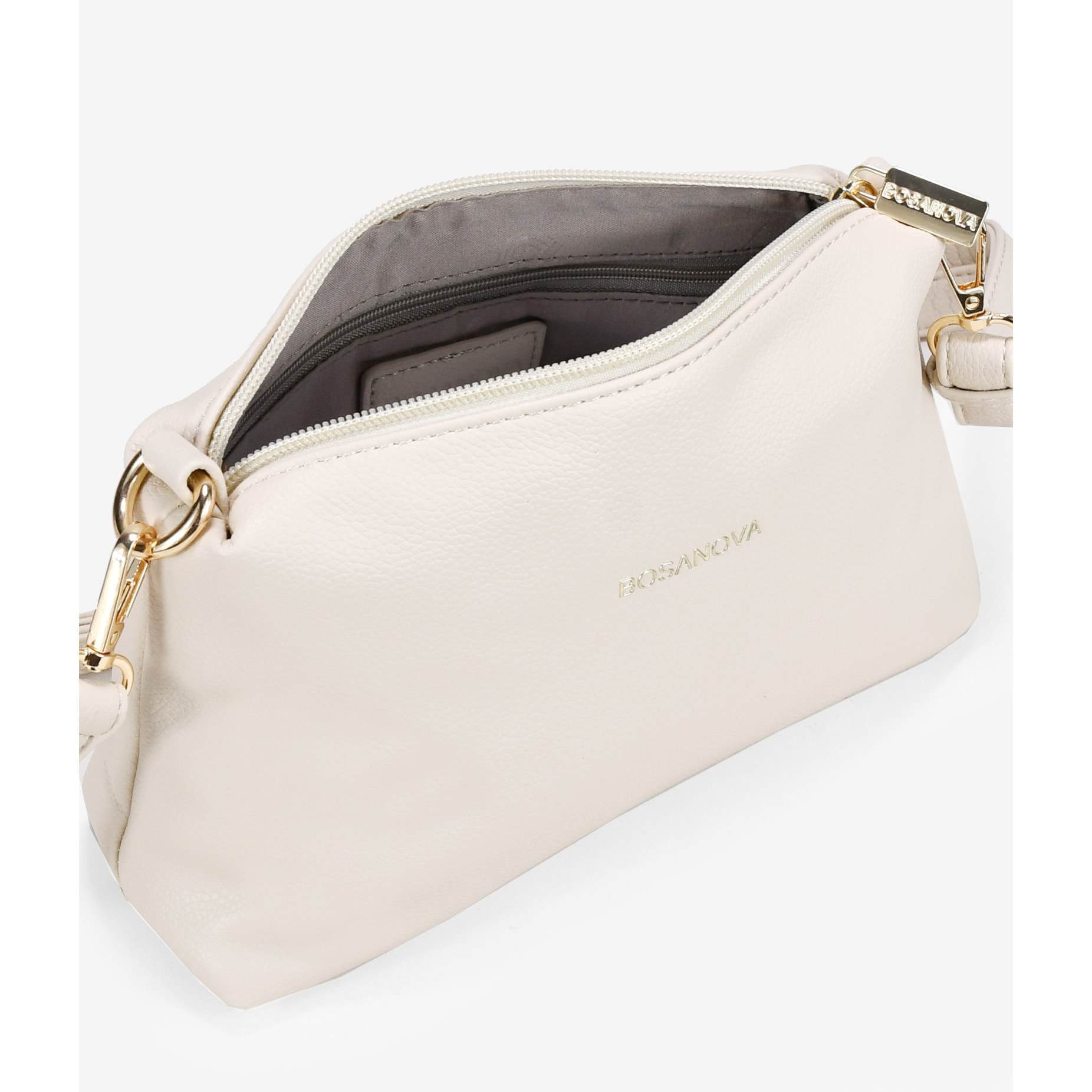 Bolso de hombro beige con cremallera