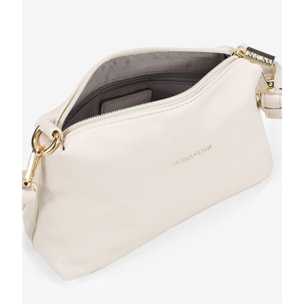 Bolso de hombro beige con cremallera
