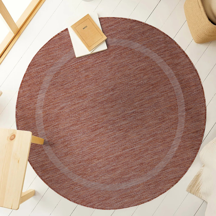 FARO - Tapis rond intérieur extérieur à motif Rouge