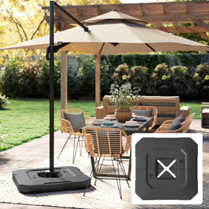 Base para Sombrilla de 2 Piezas, Soporte para Parasol de HDPE Rellenable con Agua 80 kg o Mezcla de Agua y Arena 105 kg, para Jardín, Patio, Terraza, Negro