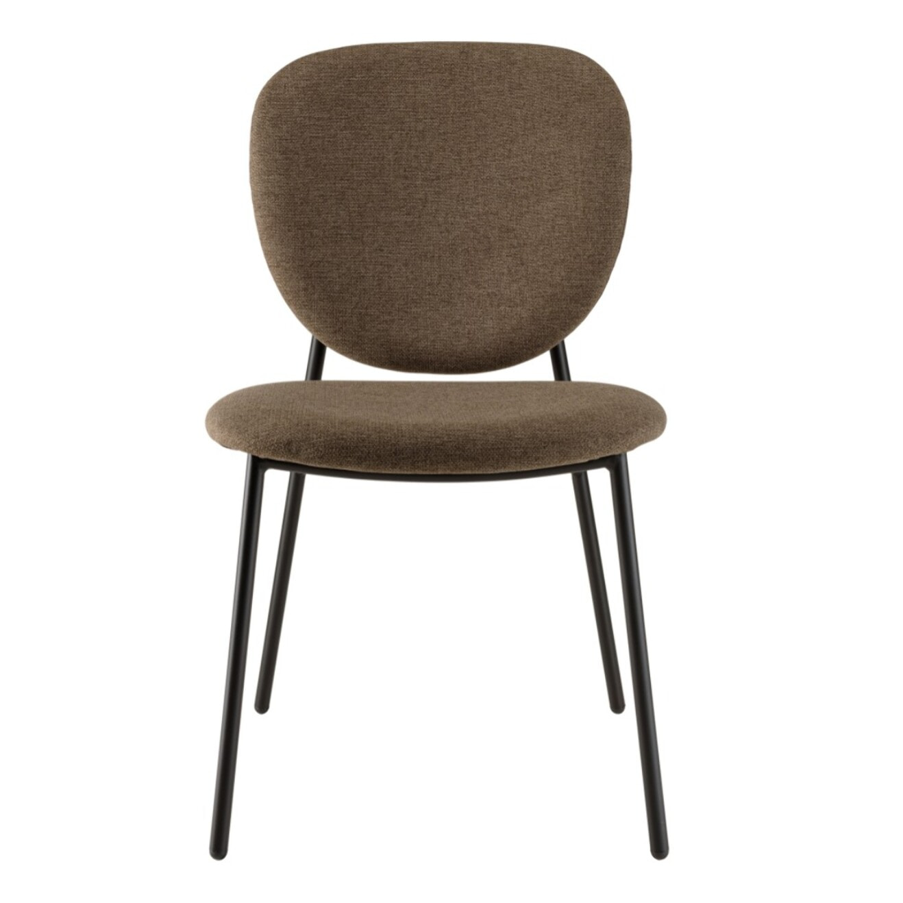 TOM - Lot de 2 chaises tissu marron pieds acier noir