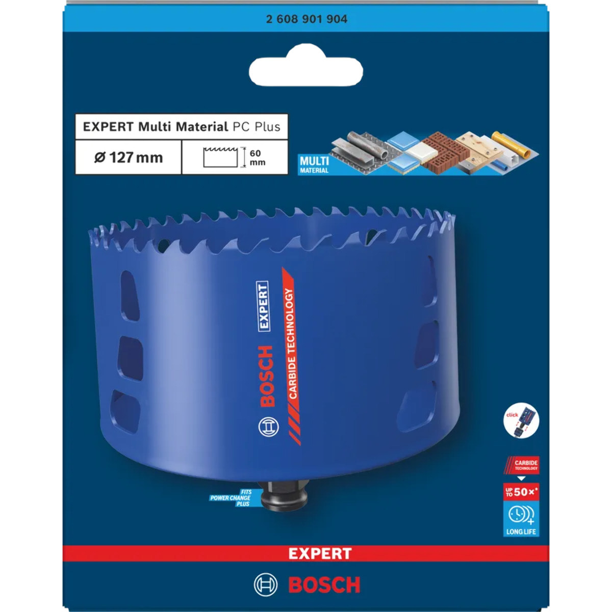Scie trépan EXPERT Multi Material PC Plus -Ø127 mm - BOSCH - 2608901904