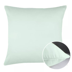 Taie d'oreiller satin de coton uni bleu Ava uni lagon