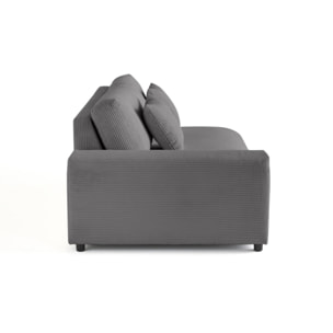 Garance - module d'assise 3 places avec accoudoir gauche - en velours côtelé - Gris foncé