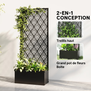 Jardinière avec treillis haut design graphique - jardinière métal époxy noir