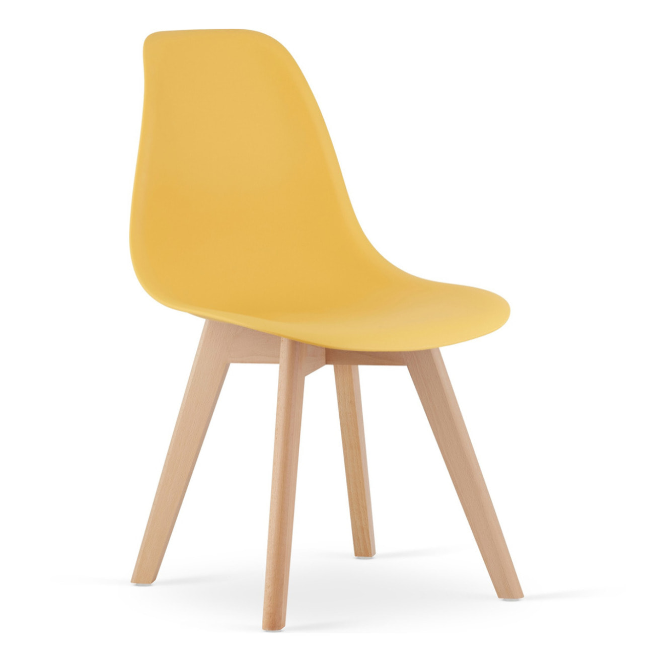 Sedia di design Kito senape con gambe in legno di faggio
