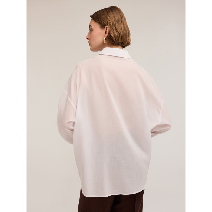 Motivi - Camisa oversize con bolsillos - Blanco