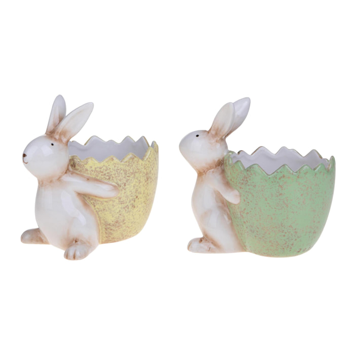 Set 2 conigli con contenitore - Colore Assortite - 20xH16,5x10,5cm - Bianchi Dino