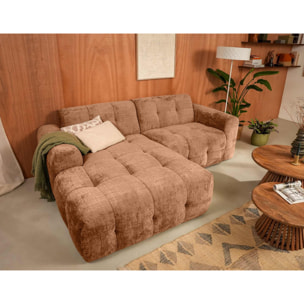 Diane - Canapé d'angle gauche 4 places en velours texturé - Terracotta