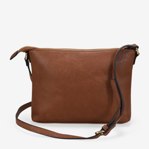 Bolso bandolera marrón con cosido