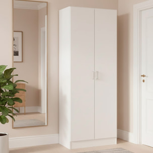 Armadio Multiuso Con 2 Ante Battenti e Ripiani Interni Armadietto Mobile Salvaspazio Per Bagno Lavanderia Ingresso 70 x 36 x 180.9 Cm Bianco