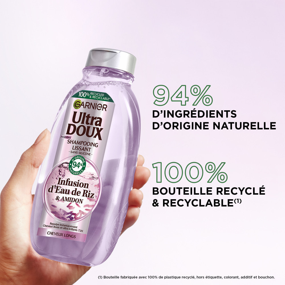 Lot de 12 - Garnier Ultra Doux Shampooing Lissant Infusion d'Eau de Riz 250ml