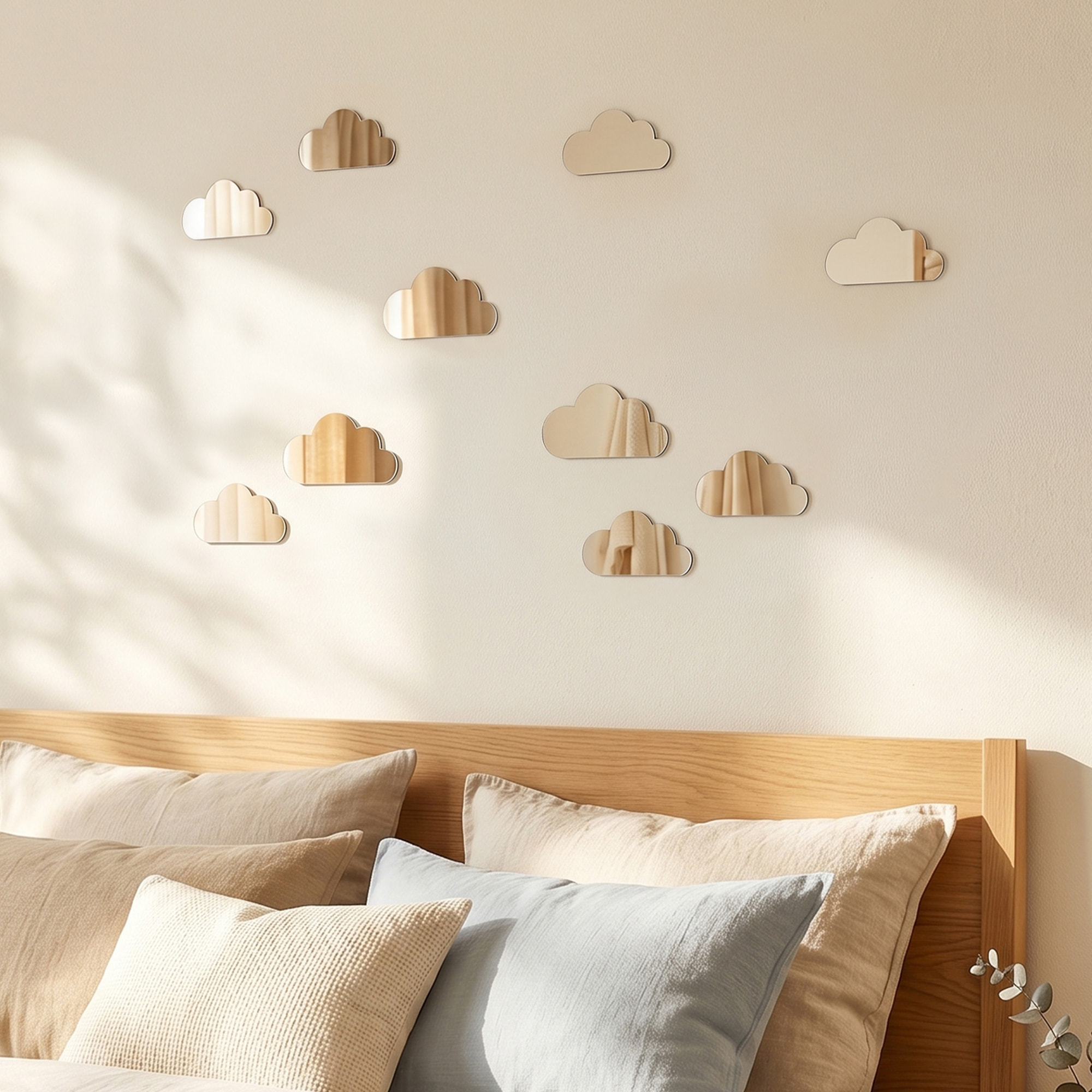 Pack de 10 nuages en papier adhésifs 3D métal argentés