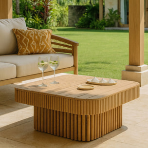 Salon de jardin 4 places en bois d'acacia et corde tressée taupe MAUI