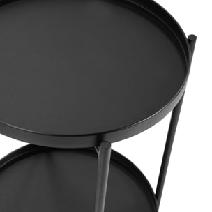 Tavolino Vacchetti in metallo nero tondo a 2 piani cm ø40h50