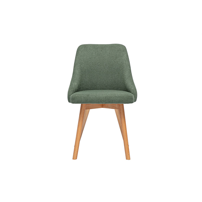 Chaises scandinaves en tissu chenille vert kaki et bois clair (lot de 2) HASTA