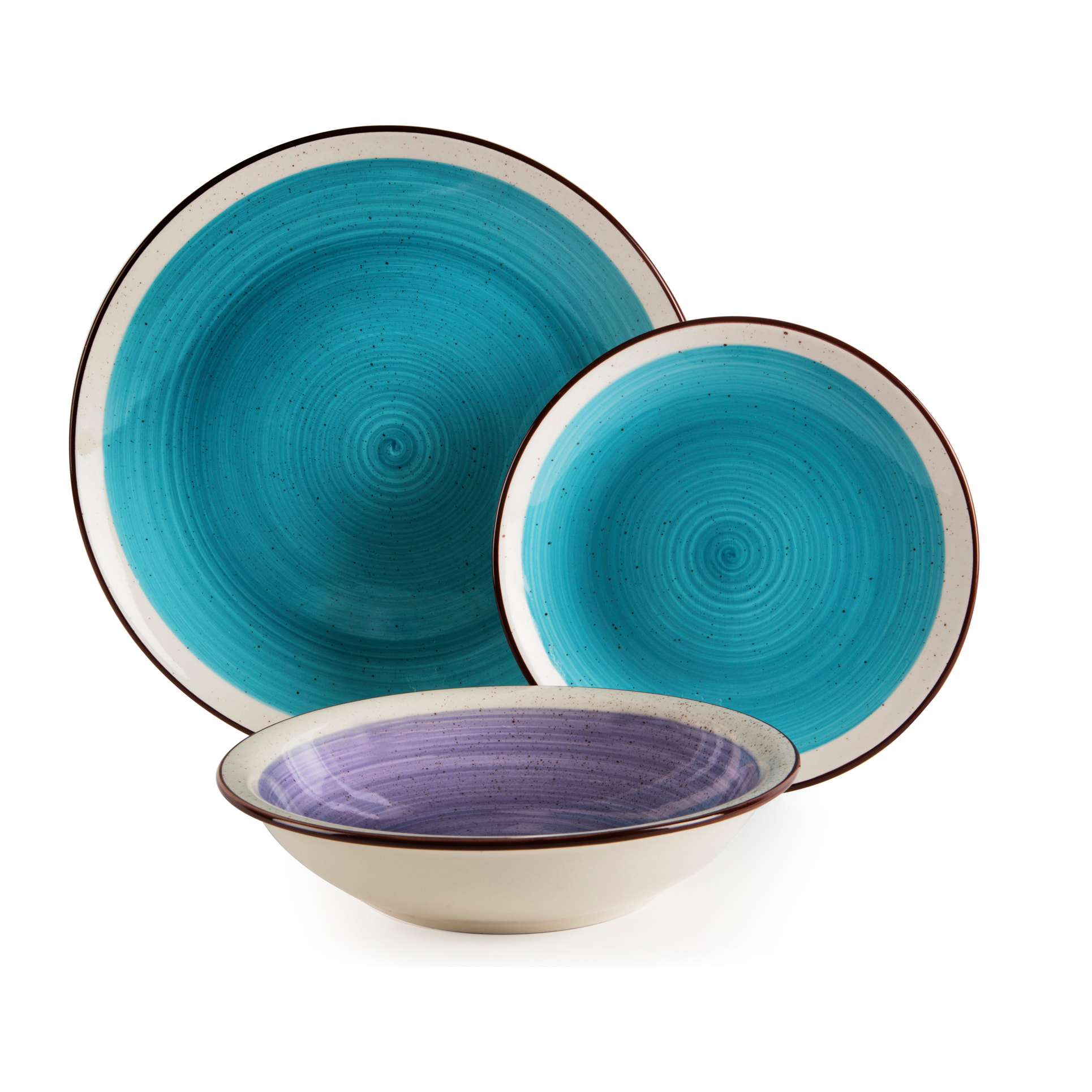 Servizio piatti 18 pezzi Excelsa Crazy azzurro, ceramica multicolore