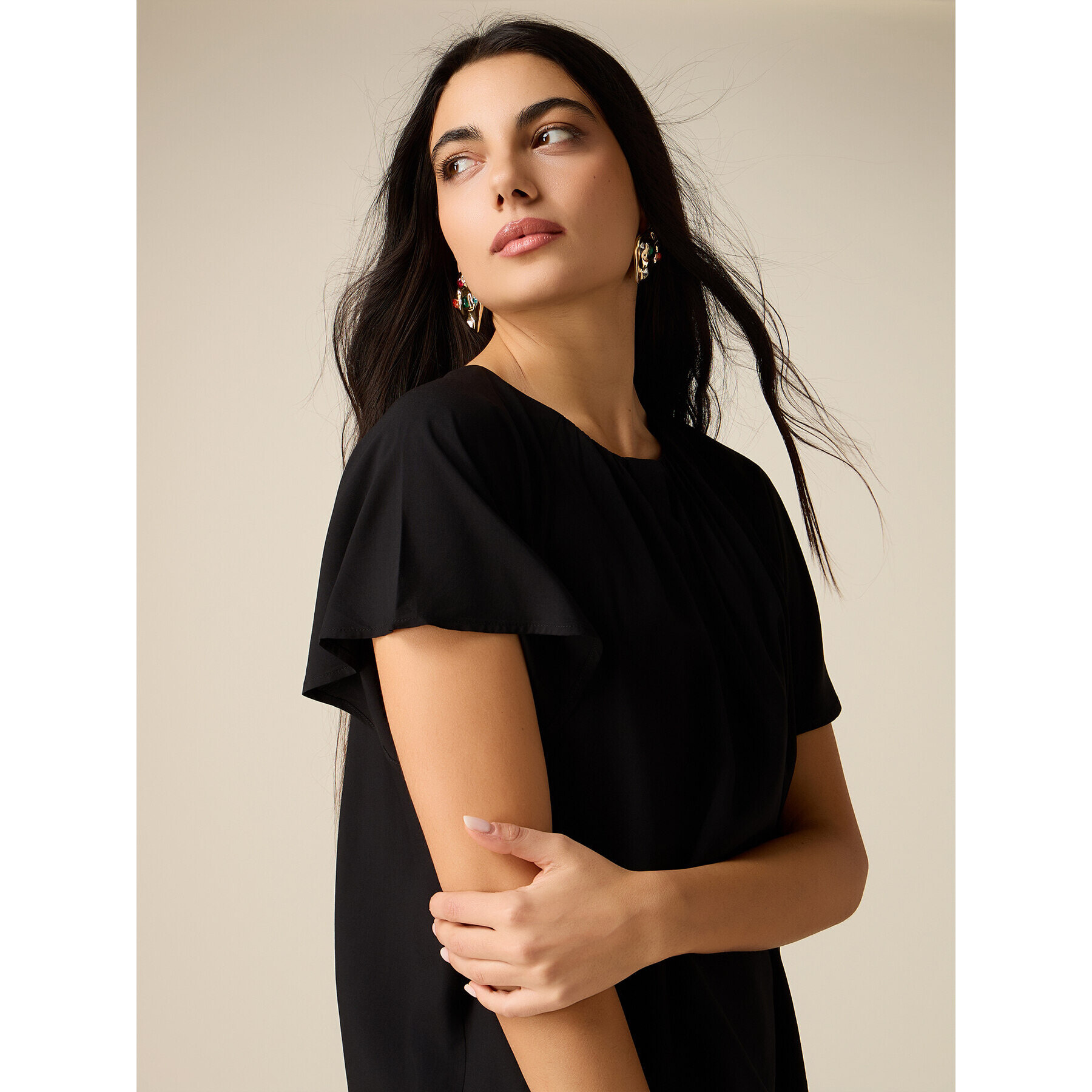 Oltre - Blusa in viscosa con drappeggio - Nero