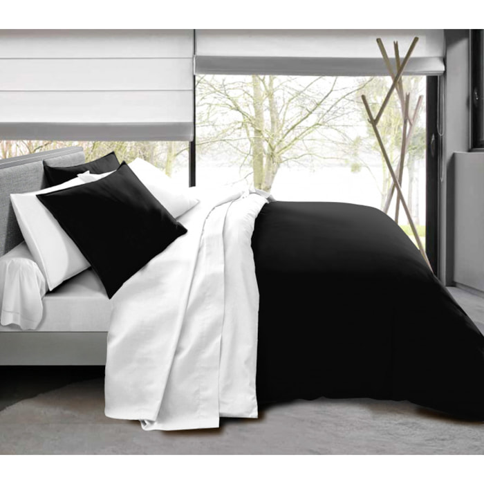 Pack complet 6 pièces Noir/Blanc housse de couette 100% coton / 57 fils/cm²