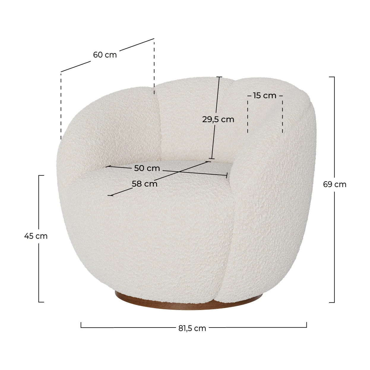 Fauteuil pivotant en tissu bouclé blanc - Ysé