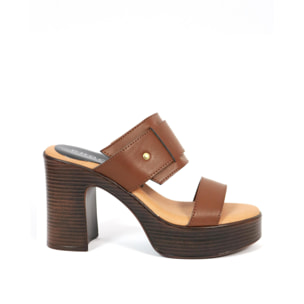 SANDALO TACCO DOPPIA FASCIA CHOCOLA' BRANDY
