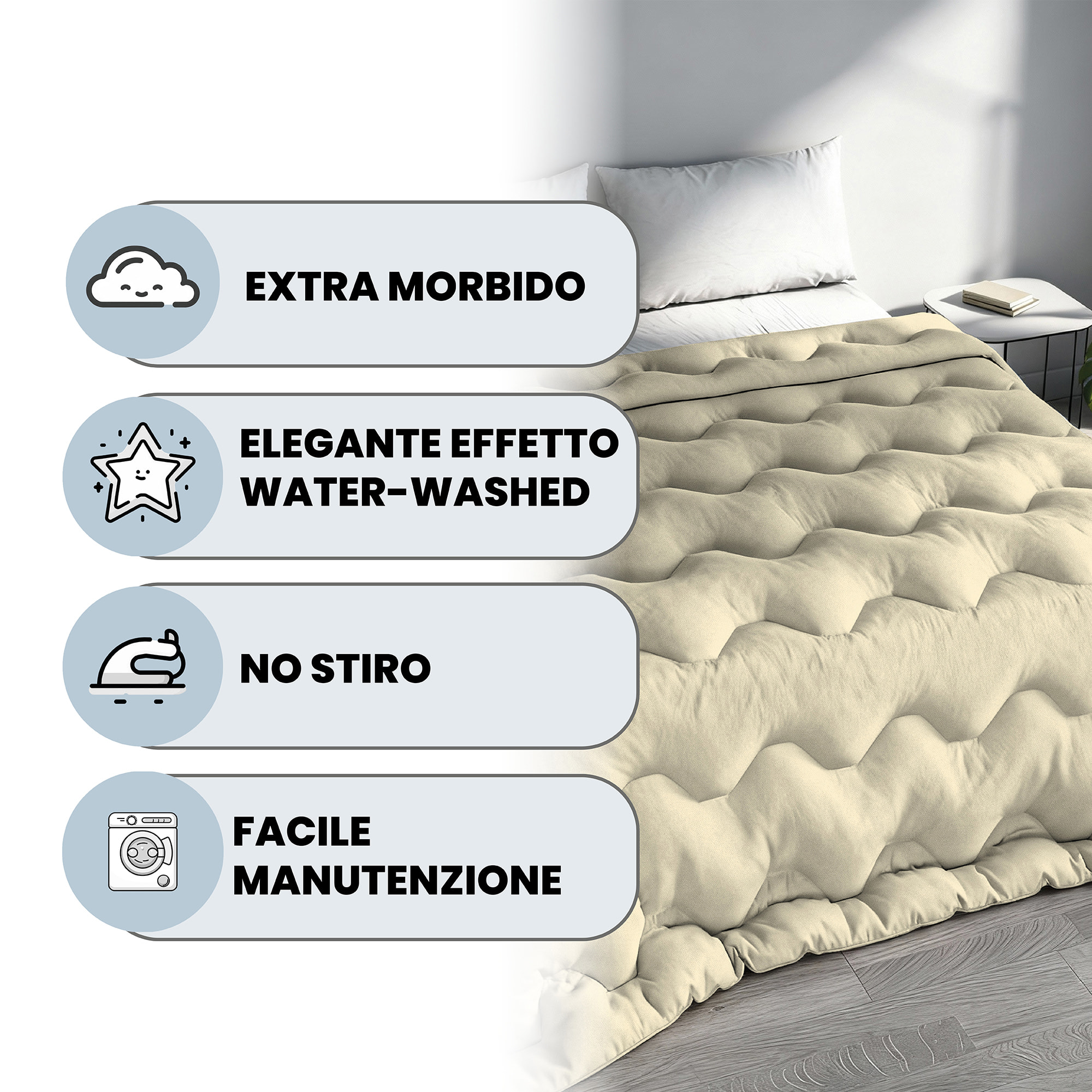 TRAPUNTA INVERNALE WATERWASHED MATRIMONIALE Made in Italy