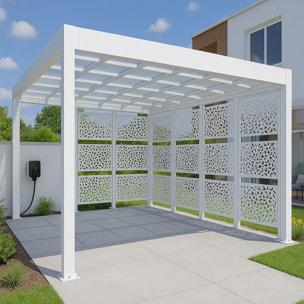 Carport aluminium Blanc Trigano - LIBECCIO + 8 claustras - 16 m²
