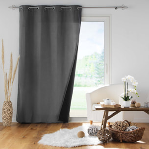 Rideau isolant doublé polaire - Gris anthracite