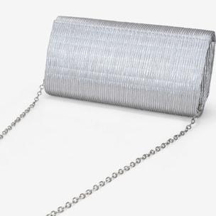 Bolso de fiesta plateado con solapa plisada