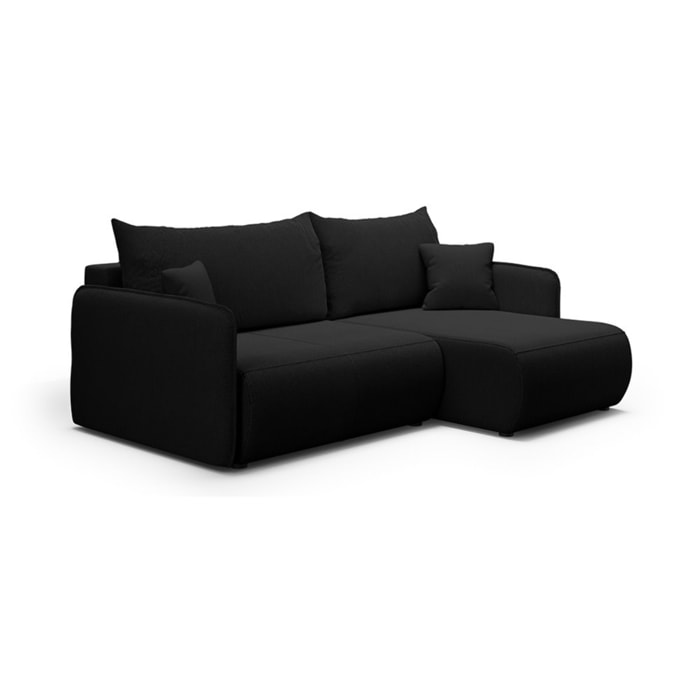 MILO - Canapé d'angle droit 4 places en tissu noir
