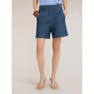 Motivi - Shorts a vita alta in denim - Blu