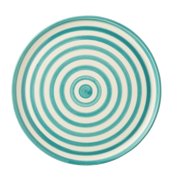 J-Line assiette Granada Stripes - céramique - blanc/aqua