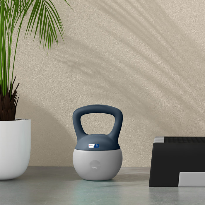 Kettlebell 6 Kg collaboration Aosom.fr x FFHandball - prise ergonomique - PVC gris jaune