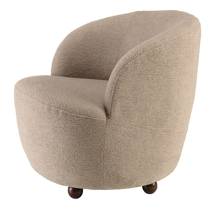 AGATHE - Fauteuil rembourré en tissu taupe