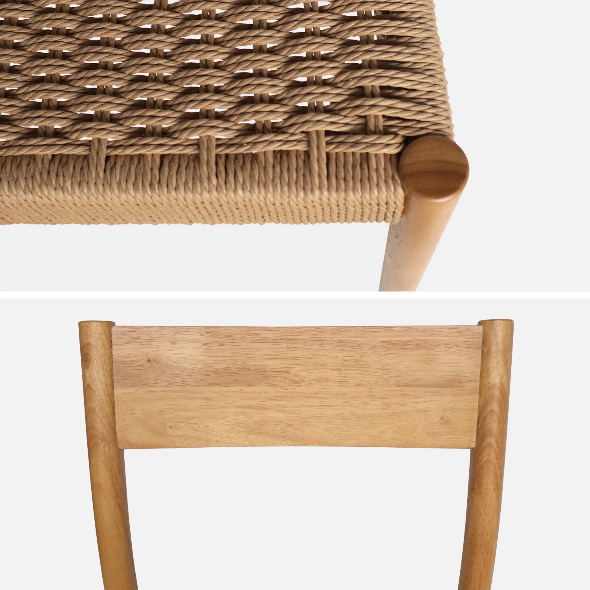 Lot de 2 chaises naturelles en bois et cordage. Ella. L 49.5 x P 53 x H 82cm