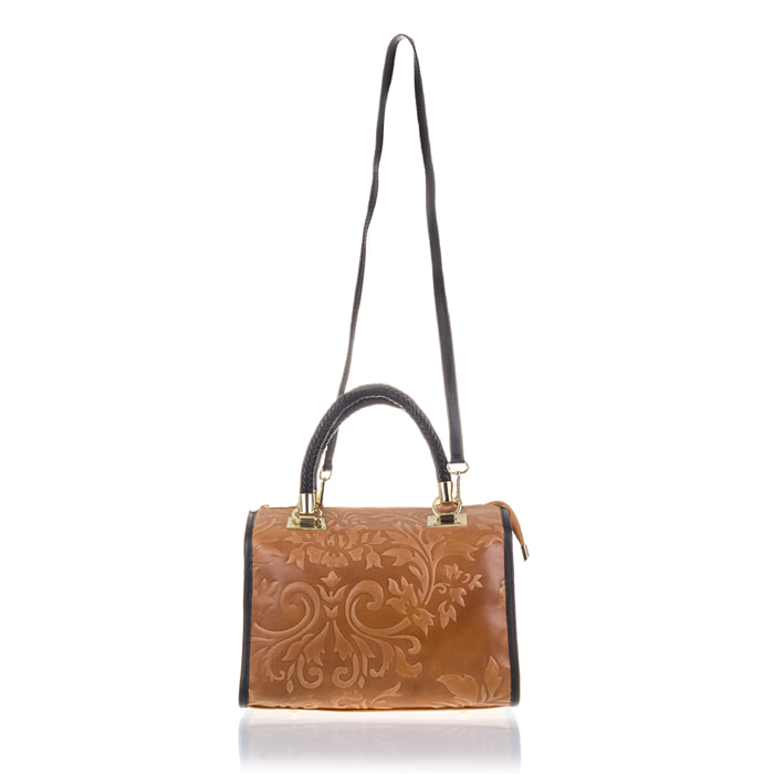 Faenza Borsa tote Donna.Pelle autentica Scamosciata Incisa Fiori