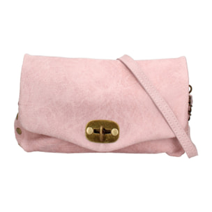 Borsa a tracolla da donna Made in Italy - Modello Floralia Lux - Pelle scamosciata - 25.0 x 15.0 x 11.0 cm