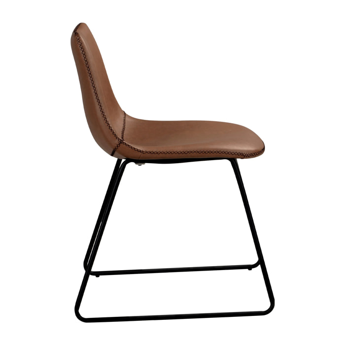 Lot de 2 chaises en cuir synthétique marron - Gaspard