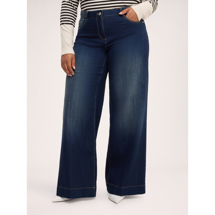 Fiorella Rubino - Jeans Wide Leg lavaggio washed - Blu