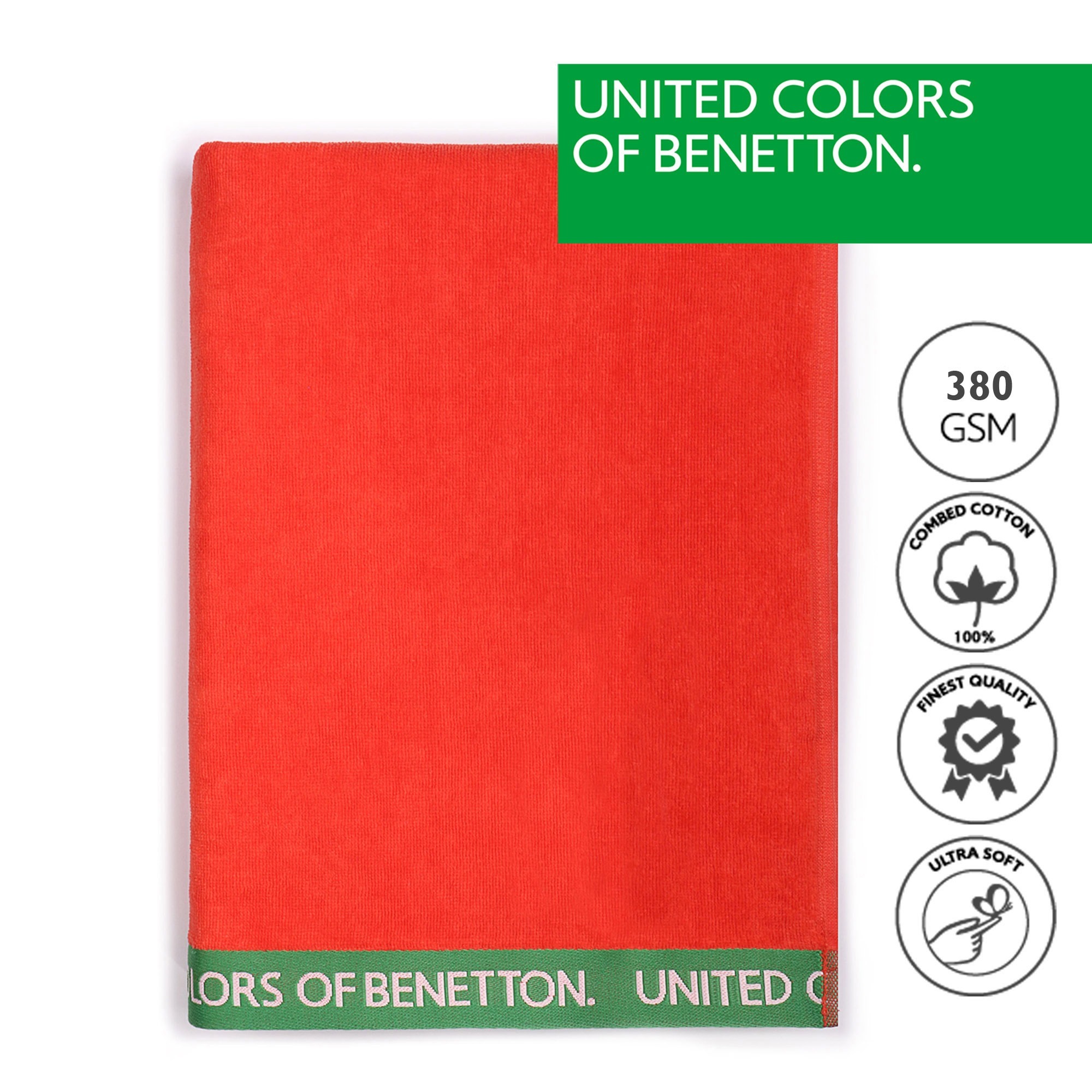 SET 2 TOALLA DE PLAYA 90X160CM 380GSM VELOUR 100%ALGODON ROJO  BENETTON