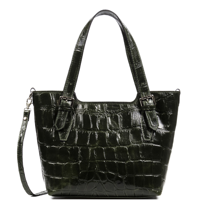Arezzo Bolso tote Mujer.Piel auténtica Gamuza Grabado Cocodrilo Grande  Camoscio