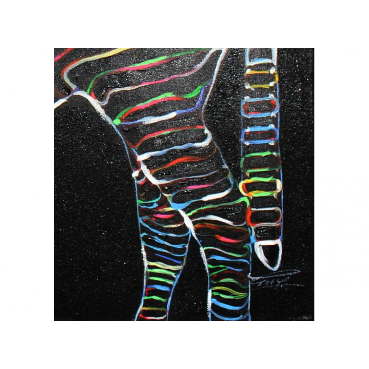 Peinture sur toile 120 cm cadre décoratif mural noir zèbre multicolore - ZEBRA