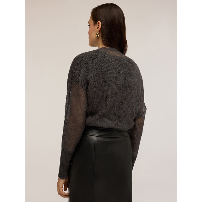 Motivi - T-shirt bimaterica - Nero