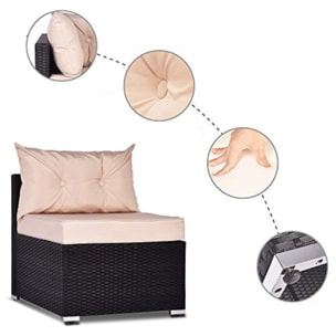 ELISE - salon de jardin modulable 5 places en résine tressée - noir