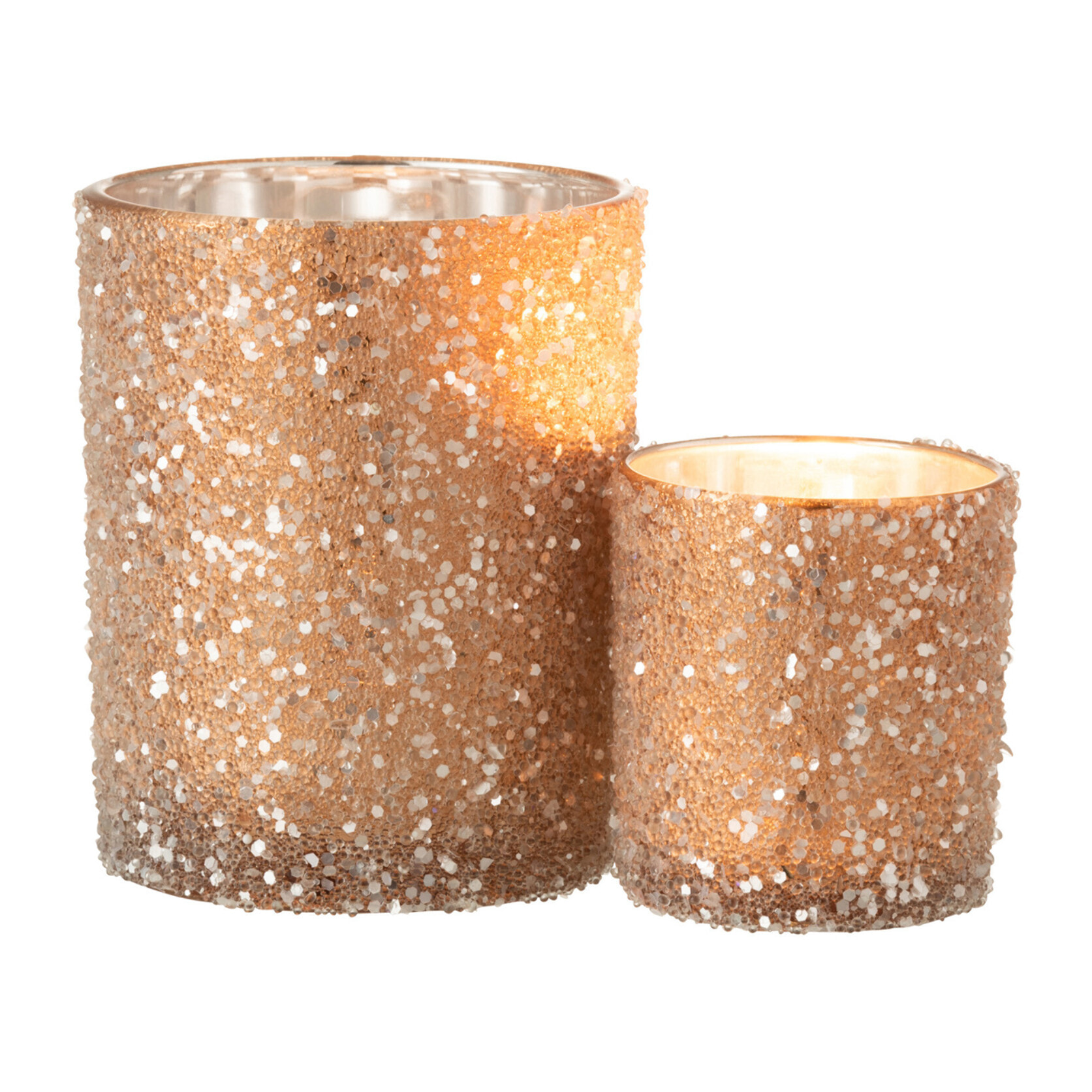 J-Line photophore Perles - verre - saumon foncé - large - 2 pcs